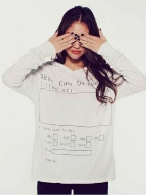 Wildfox Light Blue V-Neck Pullover Top Dear Cab Driver